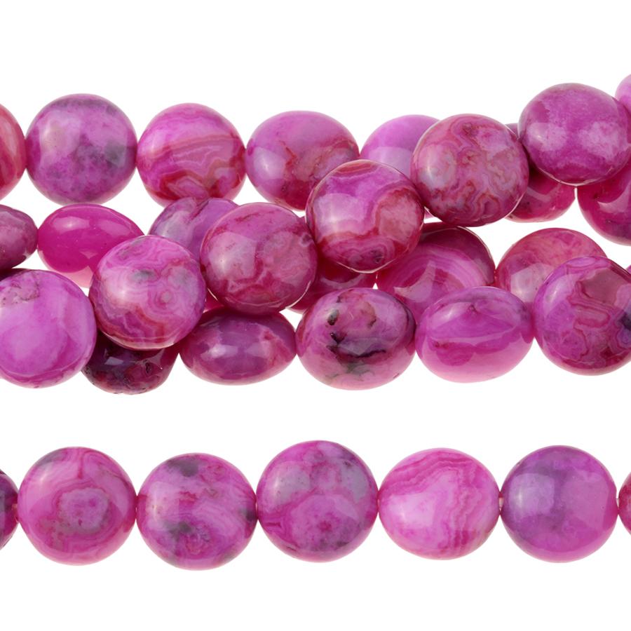 Pink Crazy Lace Agate 8mm Puff Coin 8-Inch - Goody Beads