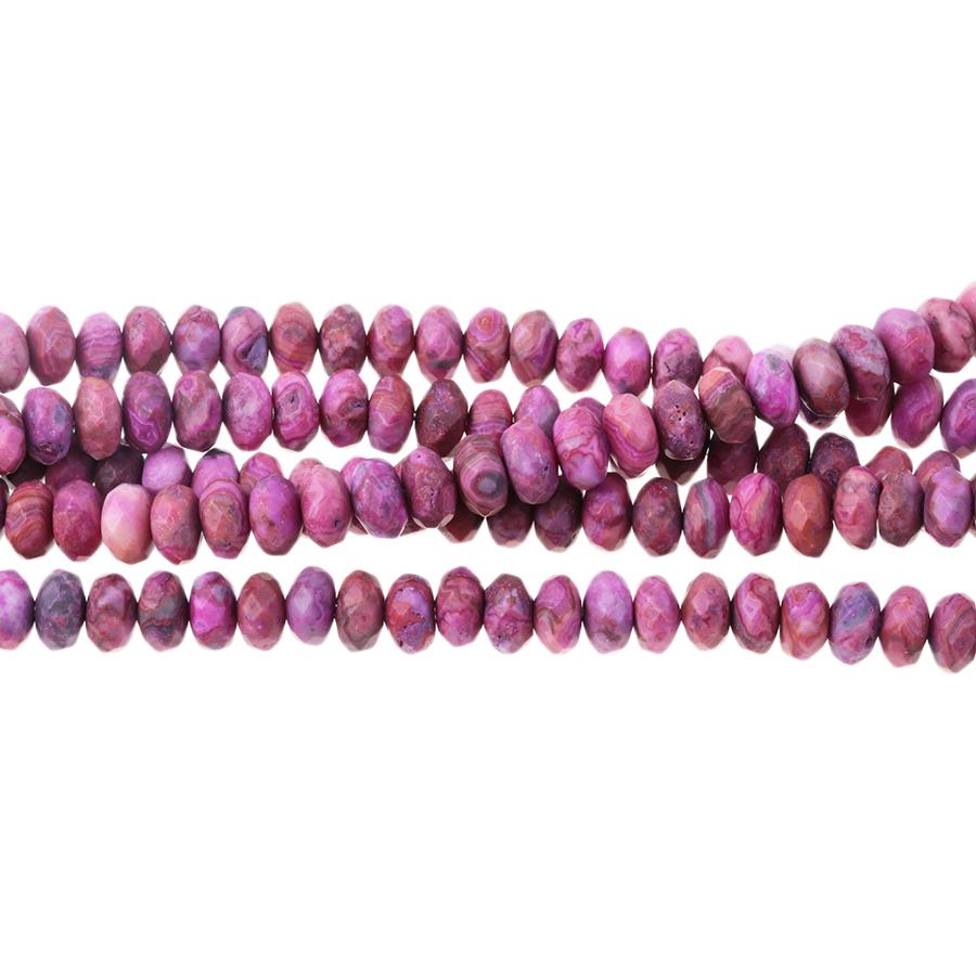 MATTE Pink Crazy Lace Agate 8mm Faceted Rondelle 8-Inch