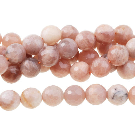 Peach Moonstone 10mm Faceted Round 15-16 Inch