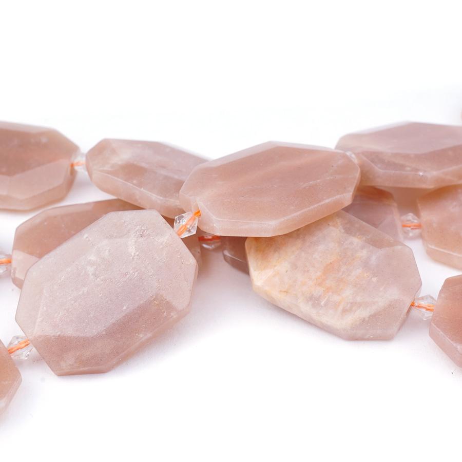 Peach Moonstone 20x30-30x40mm Rectangle Faceted, Free Form - 15-16 Inch