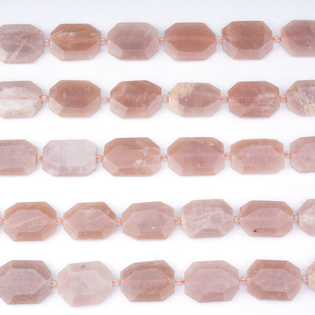 Peach Moonstone 20x30-30x40mm Rectangle Faceted, Free Form - 15-16 Inch