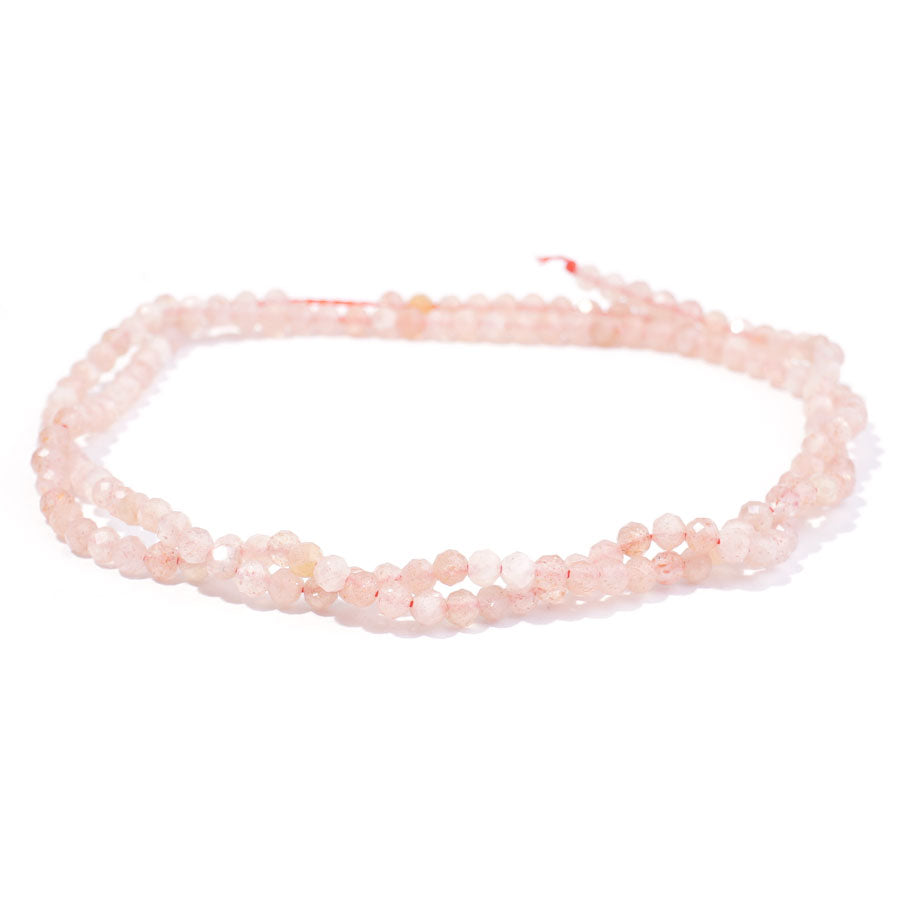 Peach Moonstone 3mm Round Faceted AA Grade - 15-16 Inch - Goody Beads