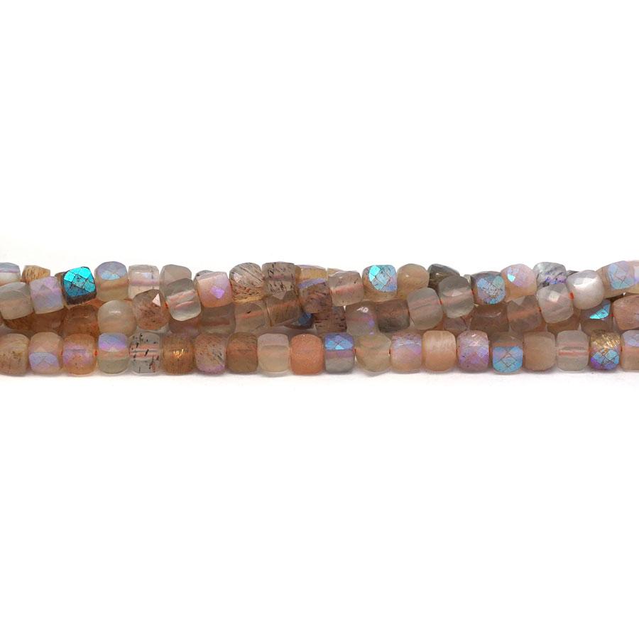 4-4.5mm Peach Moonstone  Natural Cube - 15-16 Inch