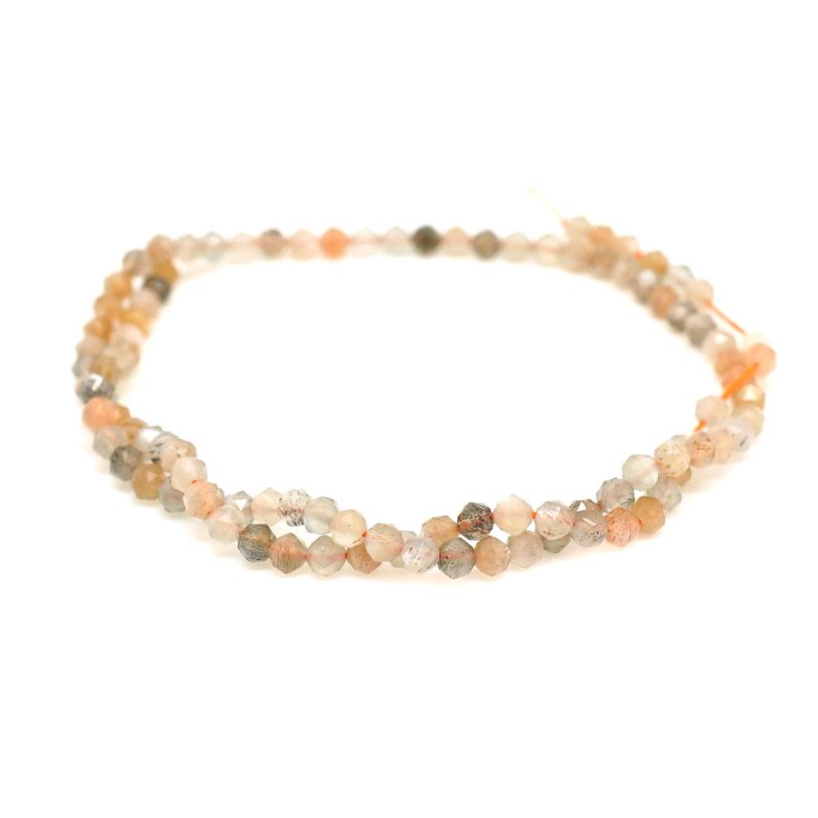 Banded Peach Moonstone 4mm Faceted Round 15-16 Inch