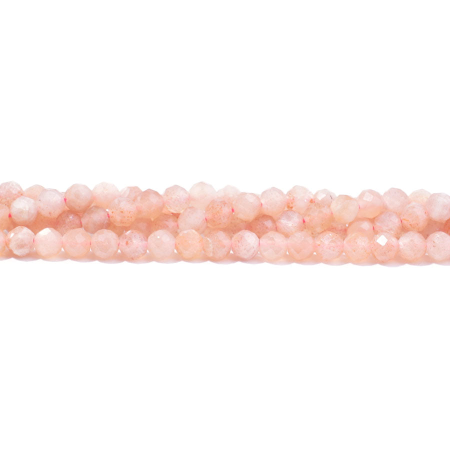 Peach Moonstone 4mm Round Faceted AA Grade - 15-16 Inch - Goody Beads