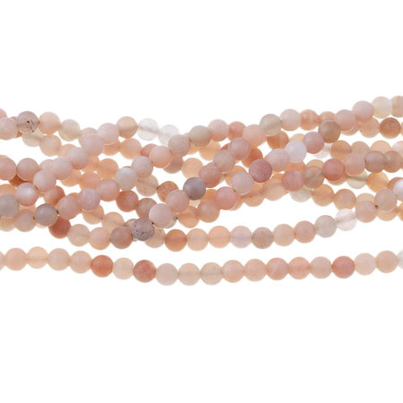 MATTE Peach Moonstone 4mm Round 15-16 Inch