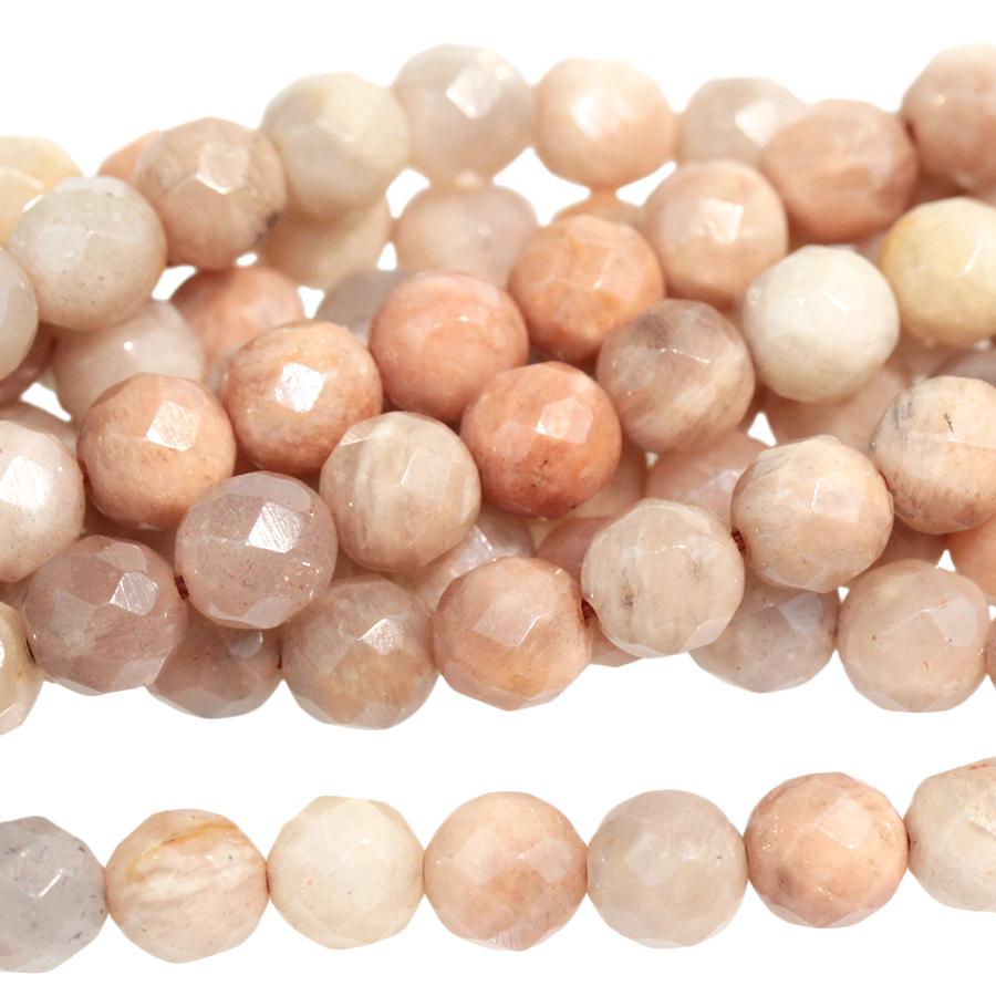 Peach Moonstone 6mm Faceted Round 15-16 Inch