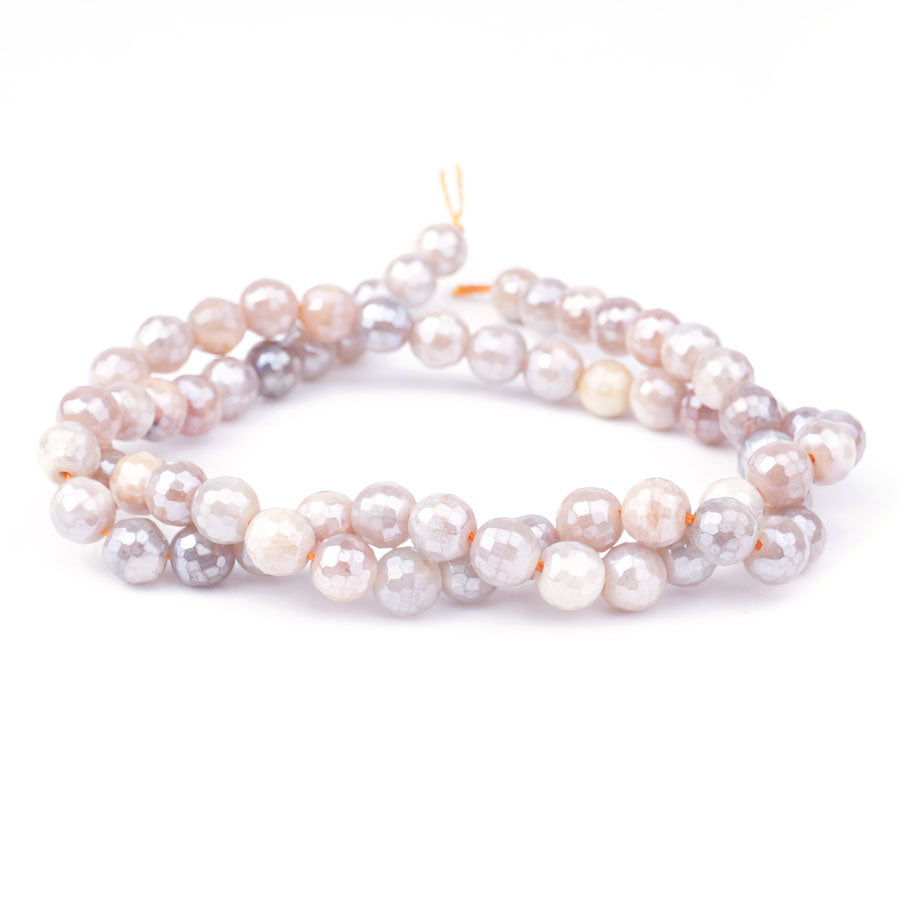 Peach Moonstone Plated 6mm Round Faceted - 15-16 Inch - Goody Beads