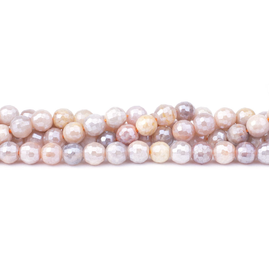 Peach Moonstone Plated 6mm Round Faceted - 15-16 Inch - Goody Beads