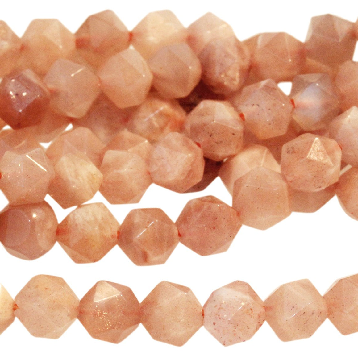 Peach Moonstone 6mm Star Cut Round 15-16 Inch