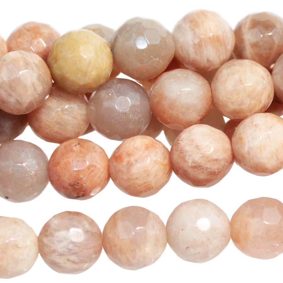 Peach Moonstone 8mm Faceted Round 15-16 Inch