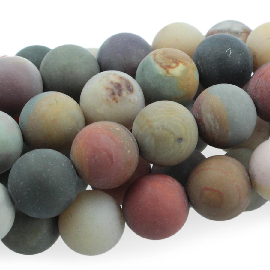 MATTE Polychrome Jasper 10mm Round 15-16 Inch