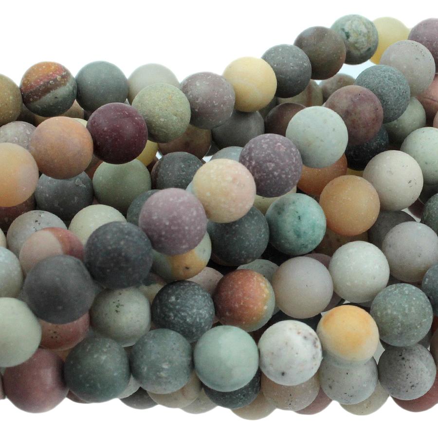 MATTE Polychrome Jasper 6mm Round 15-16 Inch