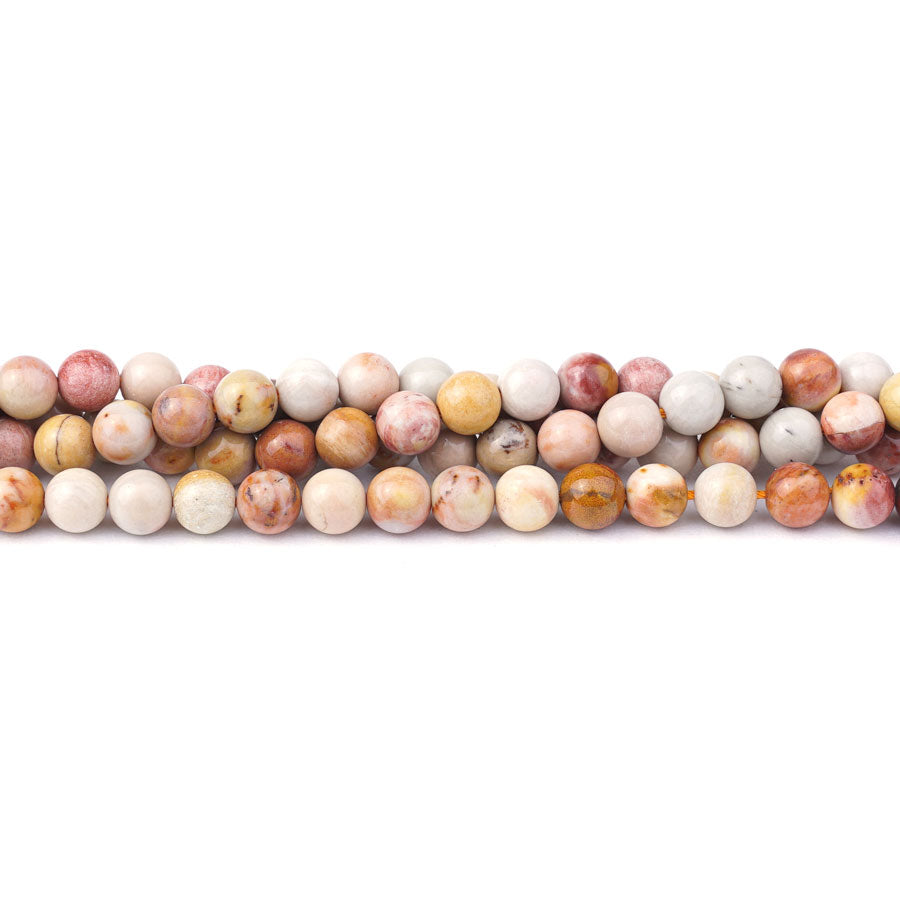 Polychrome Jasper 6mm Round Pink - 15-16 Inch - Goody Beads