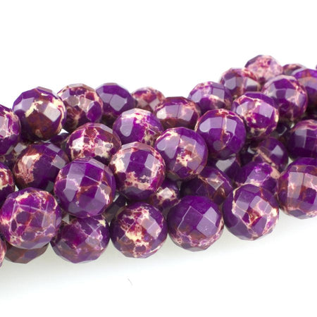 Purple Impression Jasper 10mm Faceted Round 15-16 Inch (Dyed)