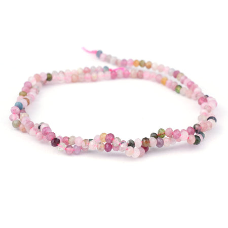 2x3mm Pink Tourmaline Diamond Cut Rondelle - 15-16 Inch - Goody Beads