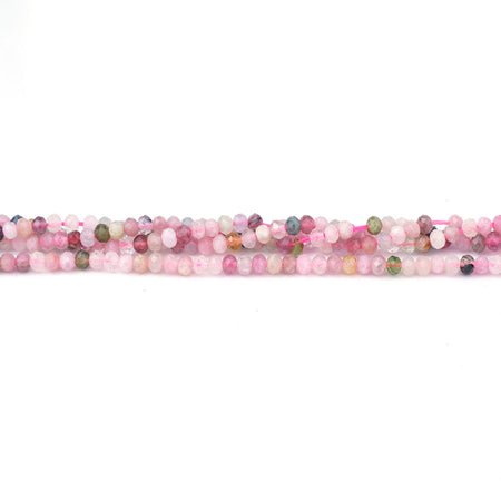 2x3mm Pink Tourmaline Diamond Cut Rondelle - 15-16 Inch - Goody Beads