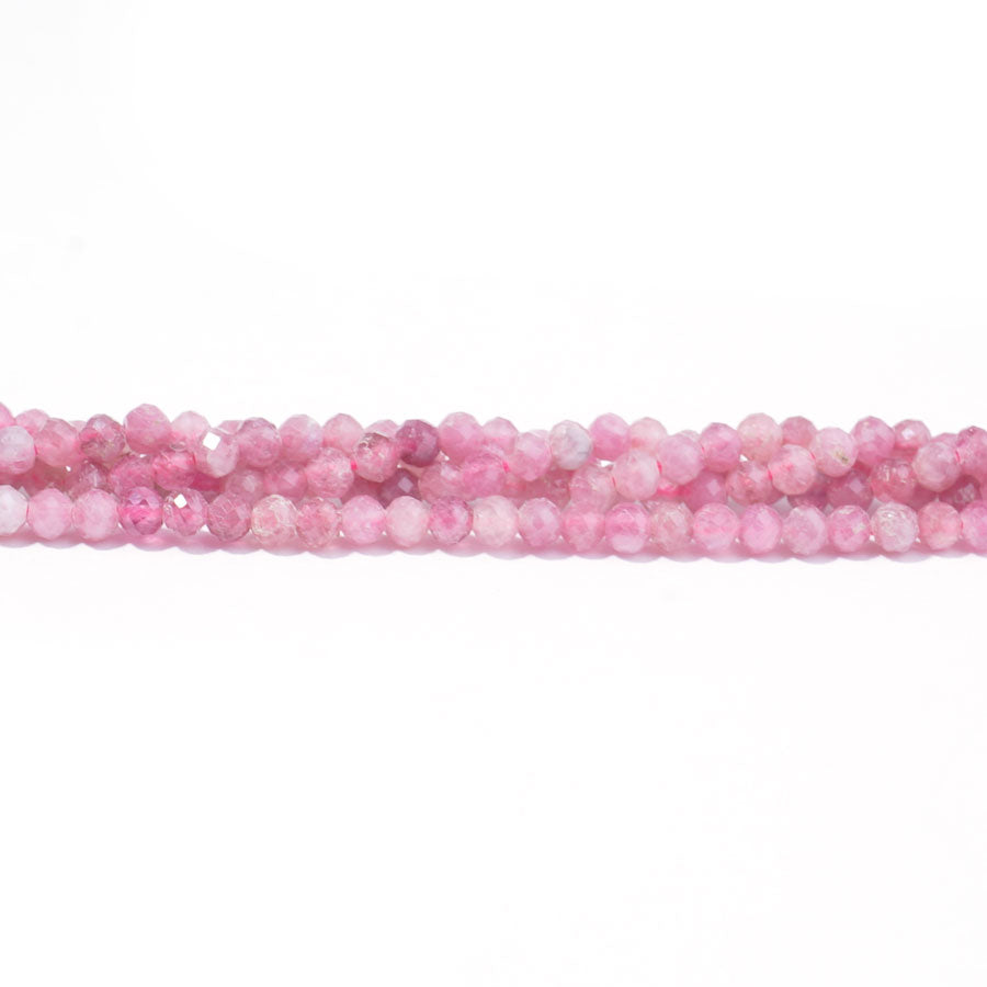 Pink Tourmaline 3mm Round Faceted A Grade - 15-16 Inch - Goody Beads