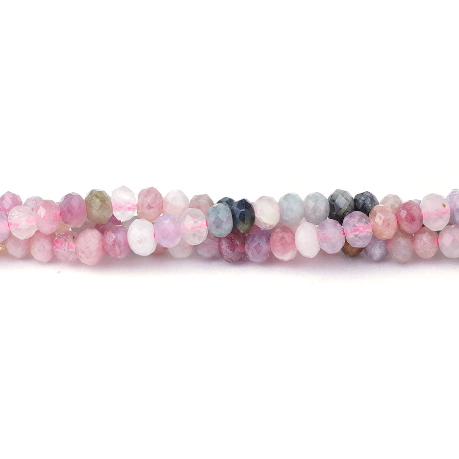 3x4mm Pink Tourmaline Diamond Cut Rondelle - 15-16 Inch - Goody Beads
