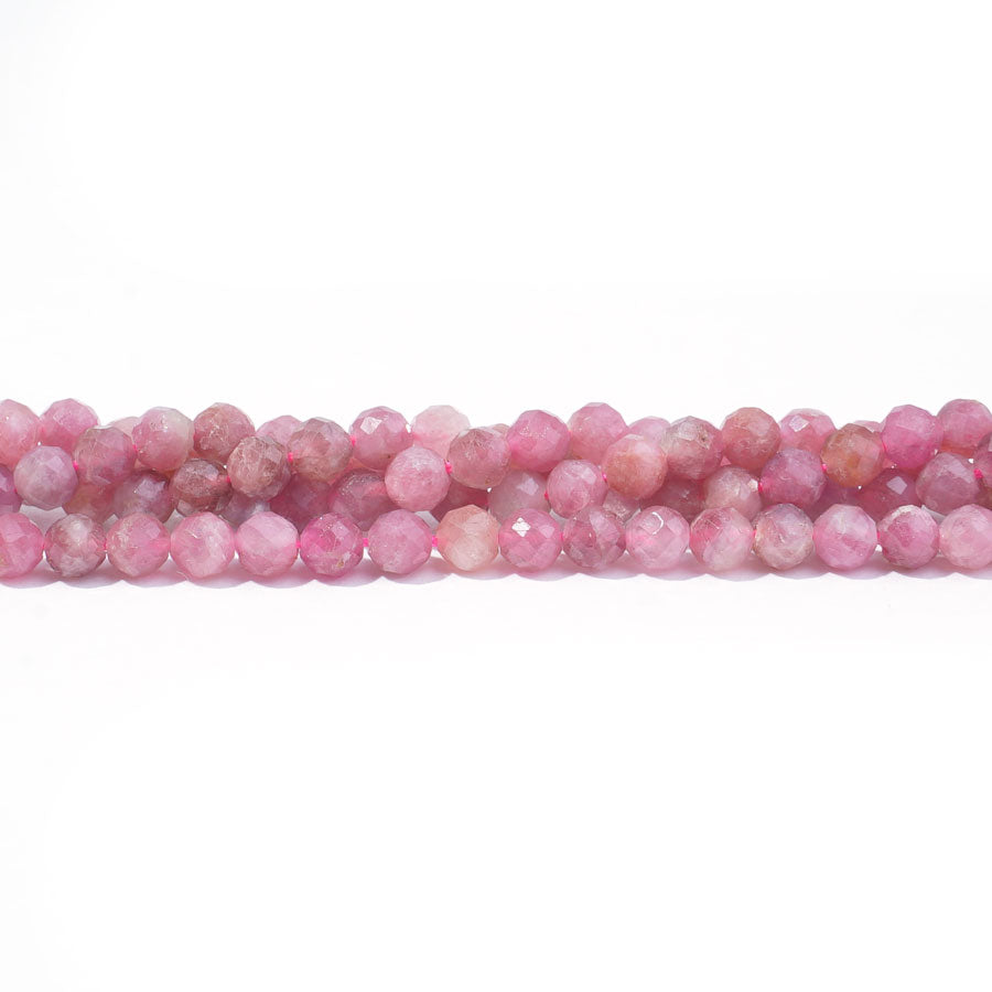 Pink Tourmaline 4mm Round Faceted A Grade - 15-16 Inch - Goody Beads