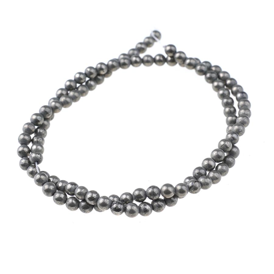 Pyrite 4mm Round Bead Strand 15-16 Inch