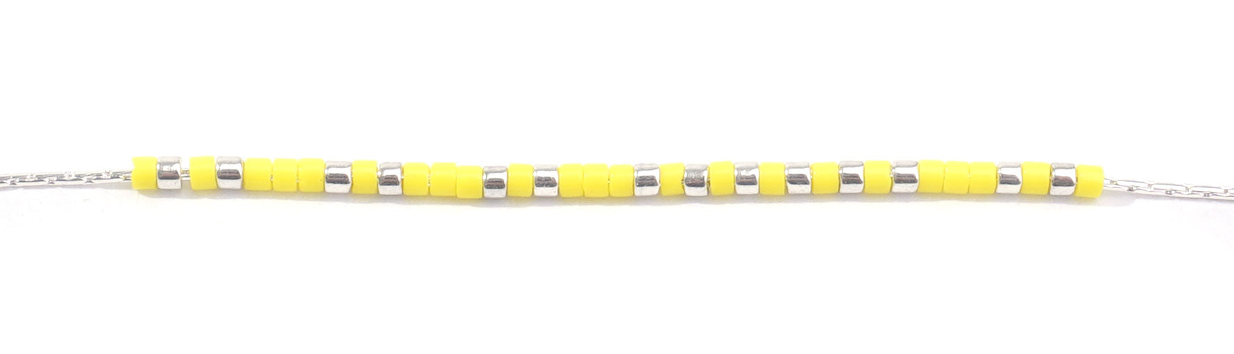 DIY Dainty Morse Code Necklace with Delica Seed Beads - "FIERCE" in Silver and Yellow - Goody Beads