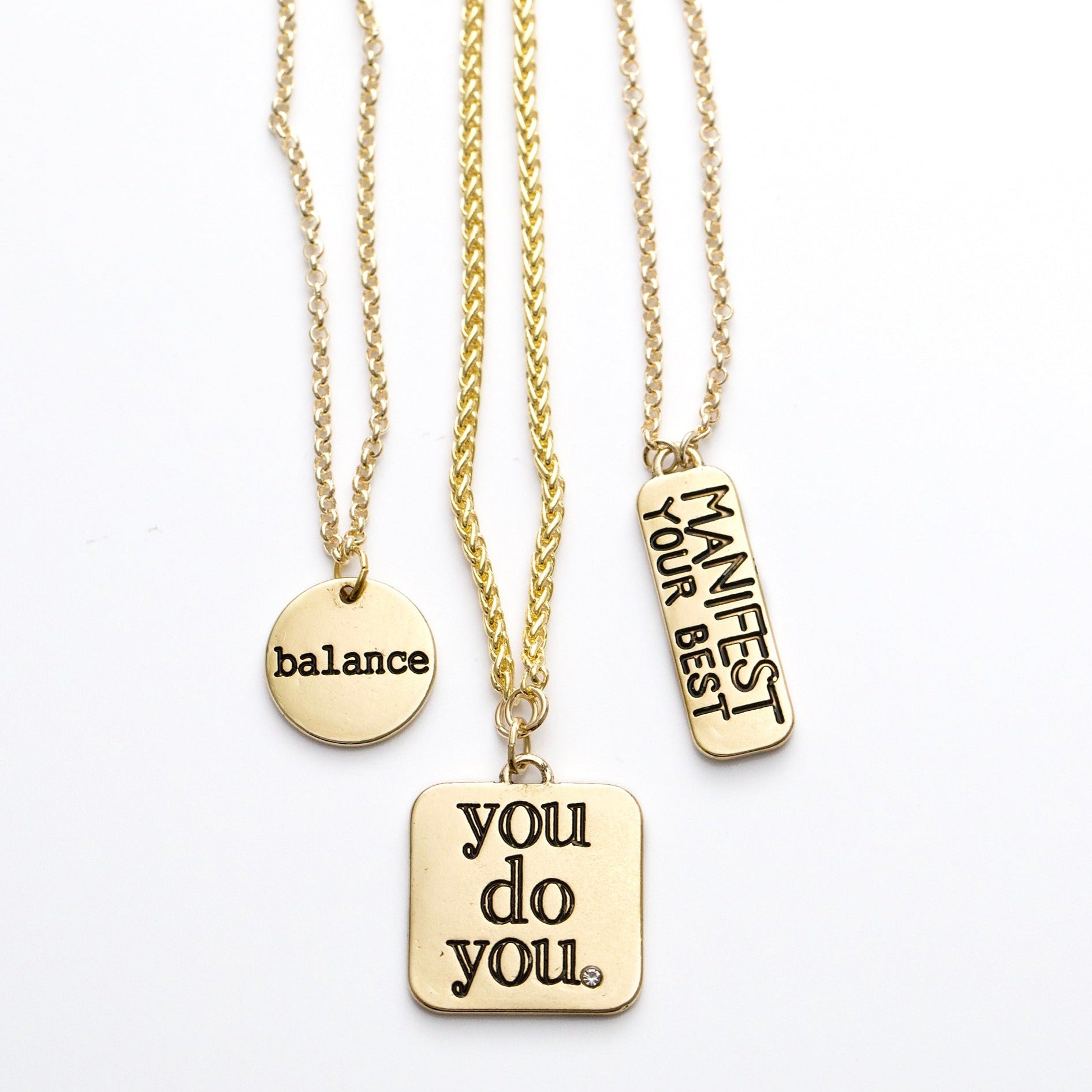 PowHERful 3 Piece Charm Set in Gold - "Manifest Your Best" "You Do You" "Balance" - GB Exclusive - Goody Beads