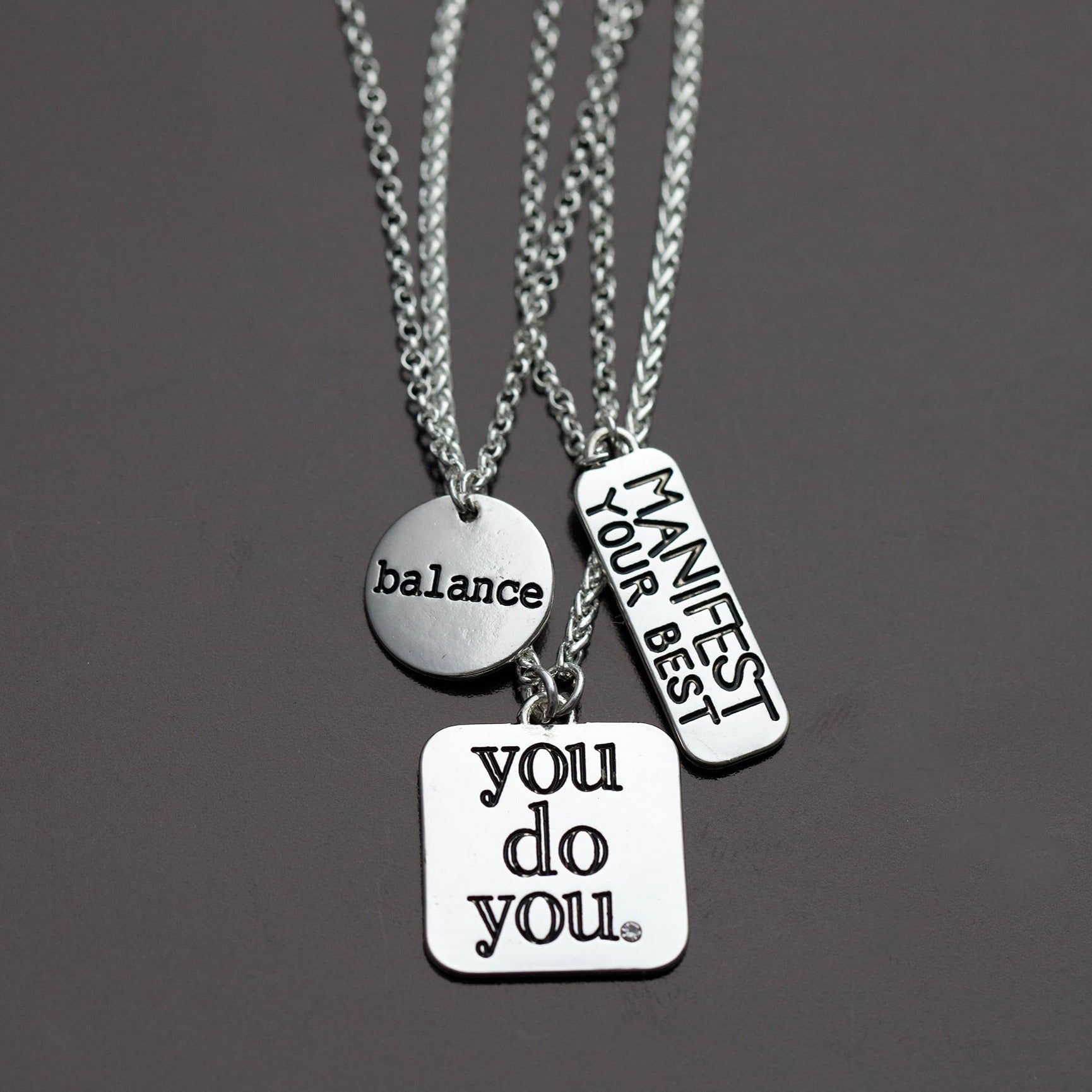 PowHERful 3 Piece Charm Set in Silver - "Manifest Your Best" "You Do You" "Balance" - GB Exclusive - Goody Beads