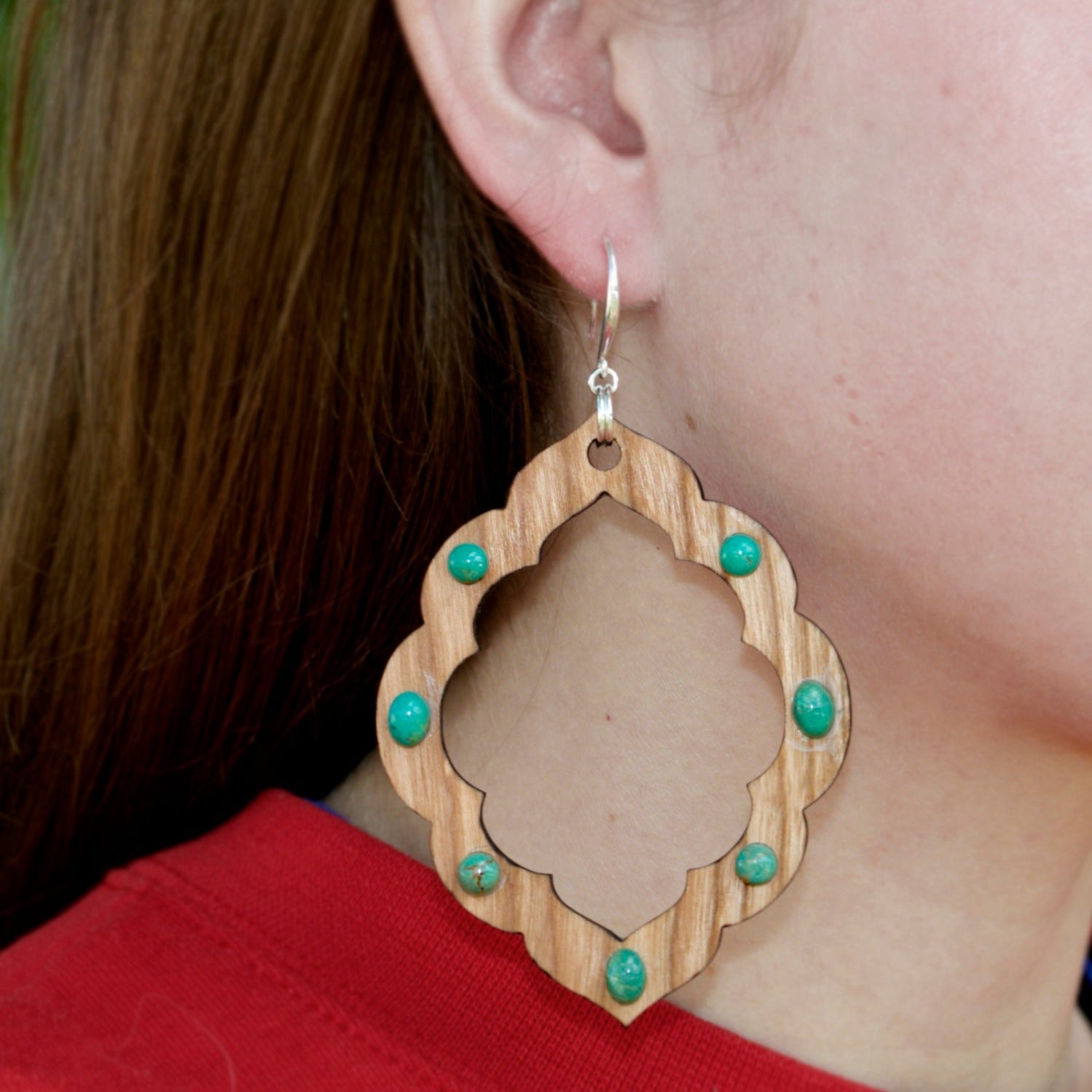INSTRUCTIONS for DIY Scallop Wood Frame with Natural Chinese Turquoise Cabochons Earrings - Goody Beads
