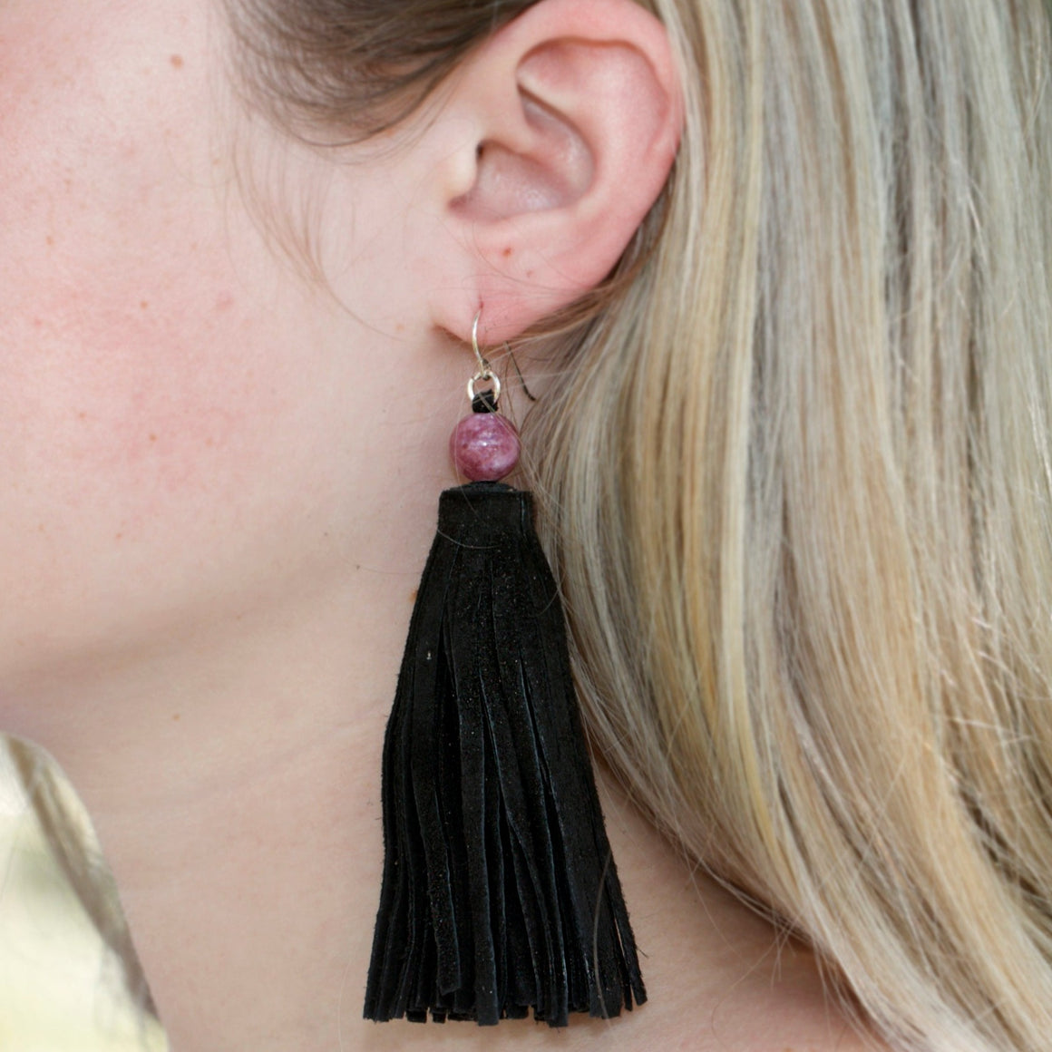 INSTRUCTIONS for DIY Summer Festival Tassel Earrings & Gemstone Bracelet Duo - Black & Tourmaline - Goody Beads