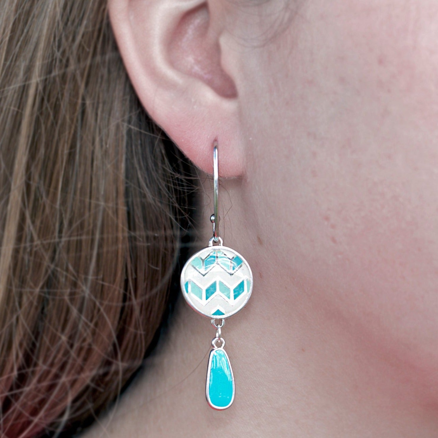 DIY Elongated Zig Zag Earrings - Turquoise and Silver - Goody Beads