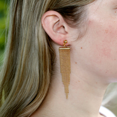 DIY Golden Fringe Earrings with Ball Chain - Goody Beads