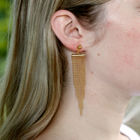 INSTRUCTIONS for DIY Golden Fringe Earrings with Ball Chain - Goody Beads