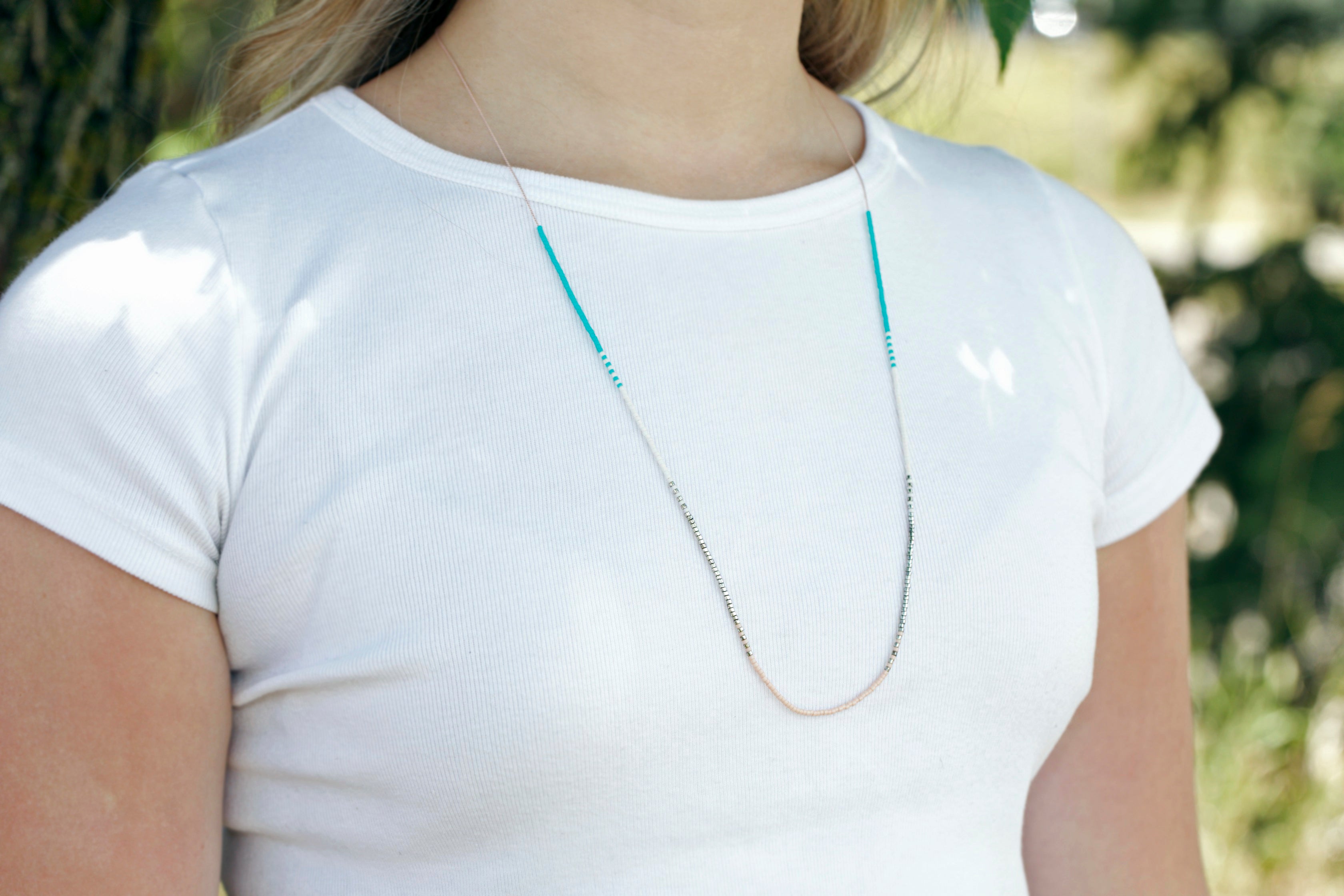 INSTRUCTIONS for DIY Miyuki Delica Colorblock Necklace with Griffin Cord - Goody Beads