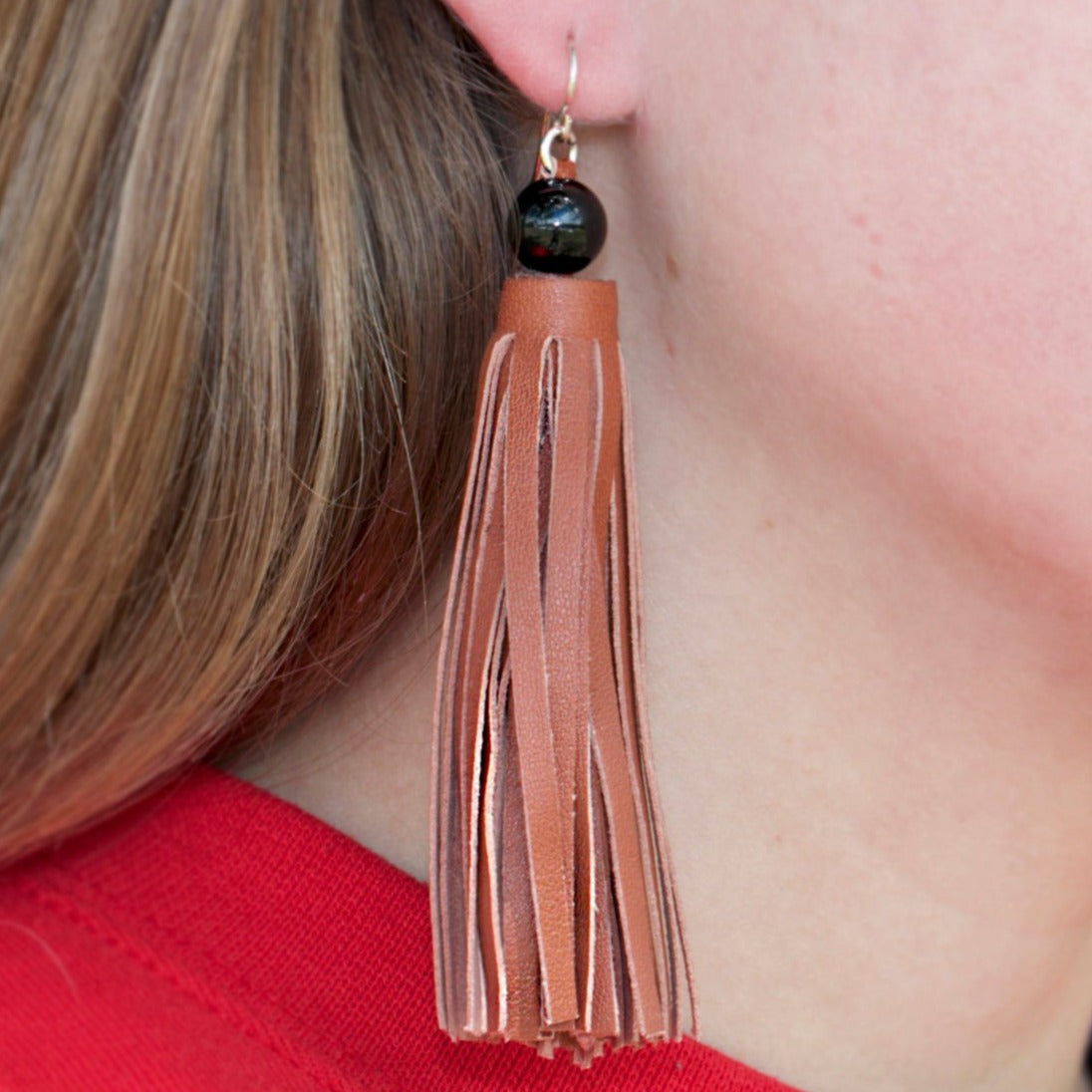 INSTRUCTIONS for DIY Summer Festival Tassel Earrings & Gemstone Bracelet Duo - Brown & Onyx - Goody Beads