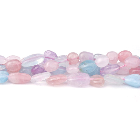 6-8X8-10mm Multi Pastel AQM/RQ/Lavender AME Quartz Natural Pebble - 15-16 Inch - Goody Beads