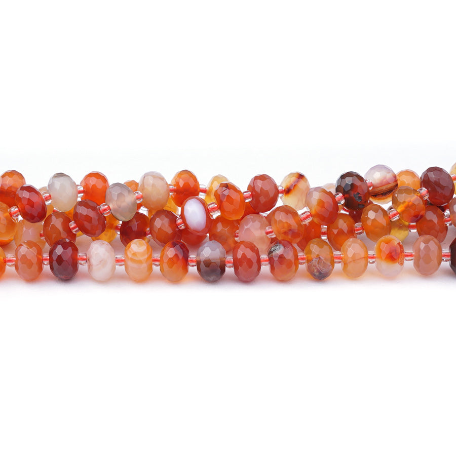 Red Agate 5x8mm Rondelle Faceted - 15-16 Inch - Goody Beads