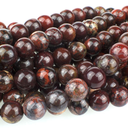 Red Brecciated Jasper 8mm Round 15-16 Inch