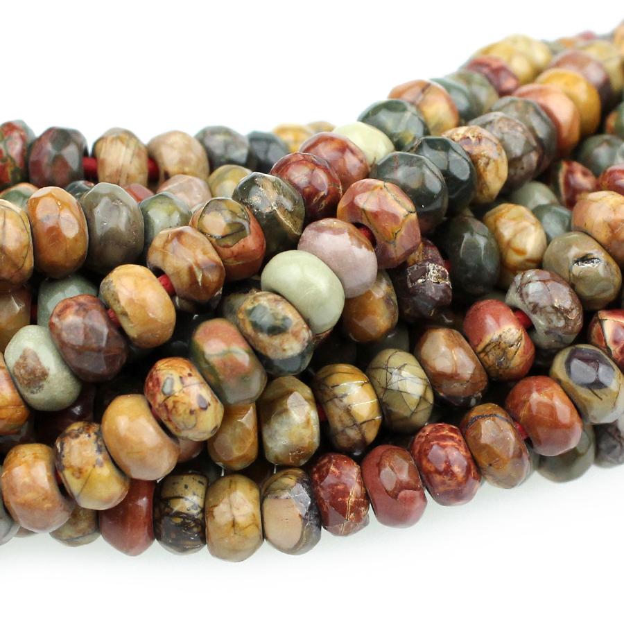 Red Creek Jasper 8mm Faceted Rondelle Large Hole 8-Inch