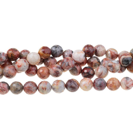 Red Crazy Lace Agate (Natural) 10mm Faceted Round 15-16 Inch