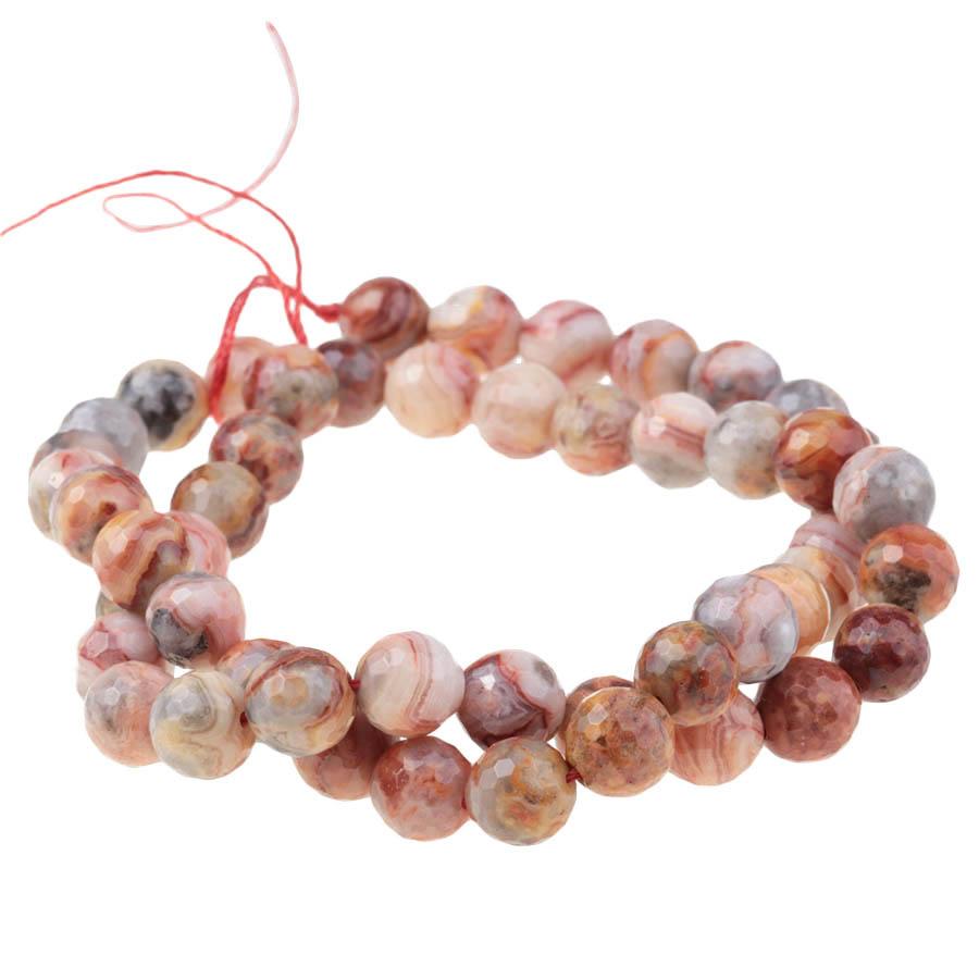 Red Crazy Lace Agate (Natural) 8mm Faceted Round 15-16 Inch