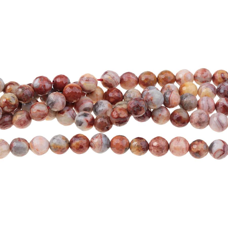 Red Crazy Lace Agate (Natural) 8mm Faceted Round 15-16 Inch