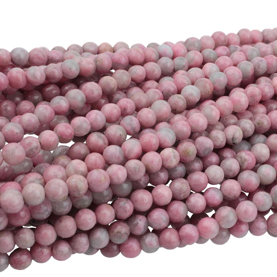 Rhodonite Quartz 4mm Round 15-16 Inch