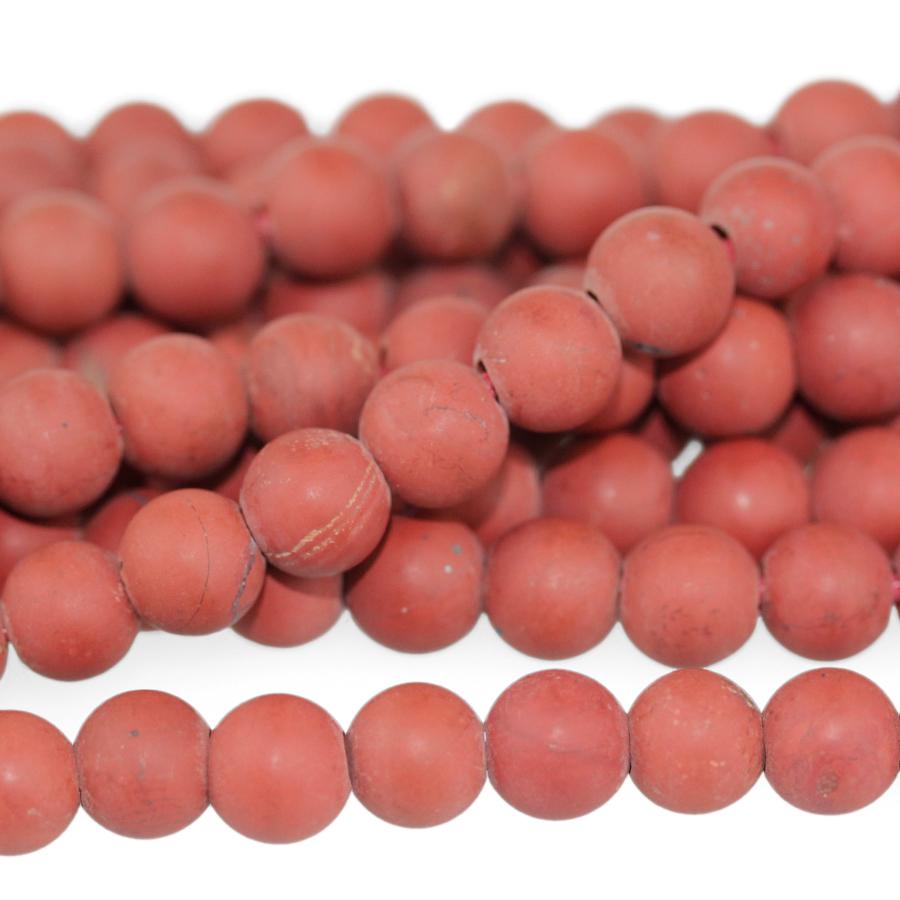 MATTE Red Jasper 8mm Large Hole Round 8-Inch