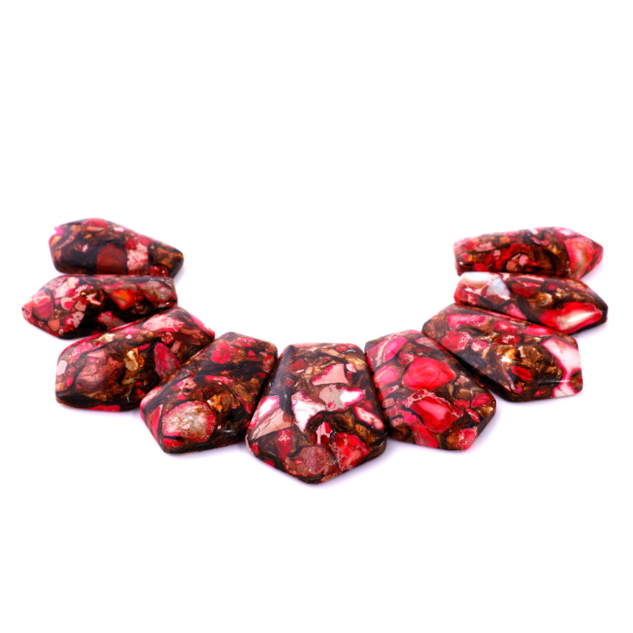 Red Impression Jasper & Bronzite Pointed 9 Piece Pendant Set