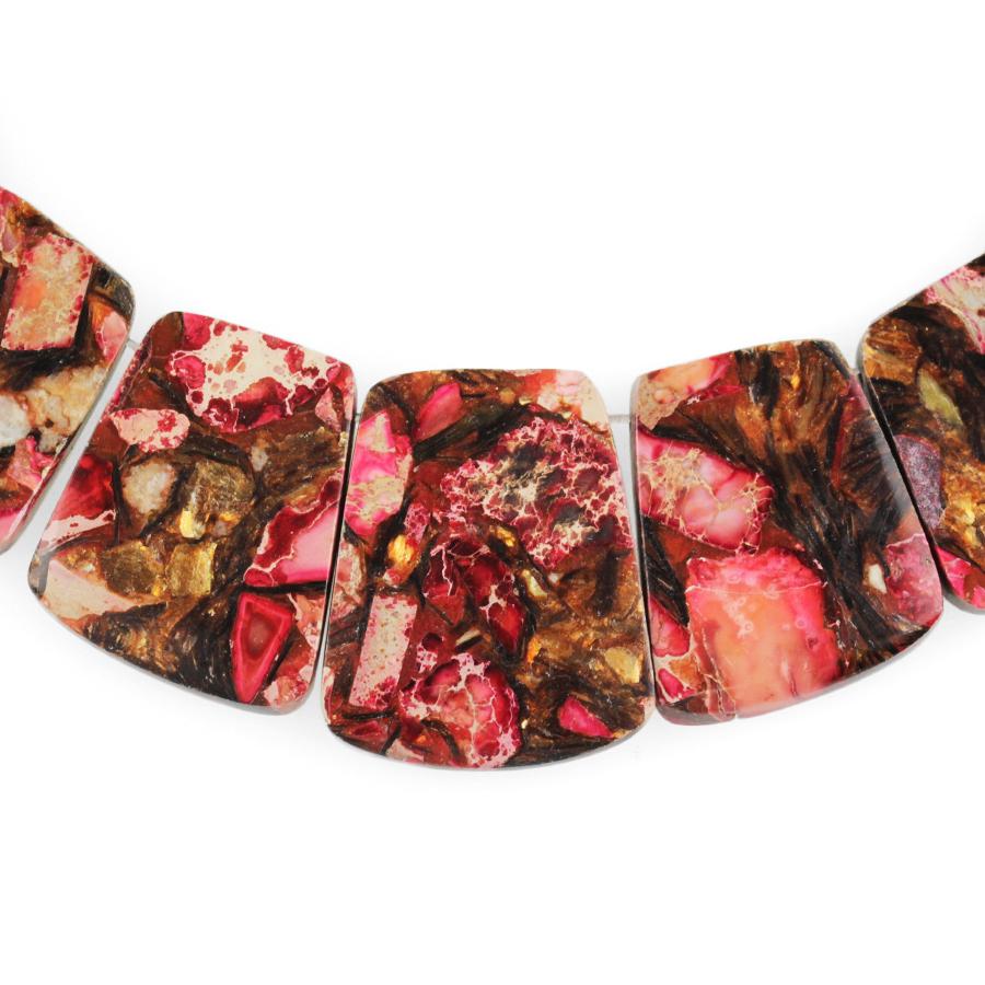 Red Impression Jasper & Bronzite Graduated Collar 20x25-25x35 15-16 Inch