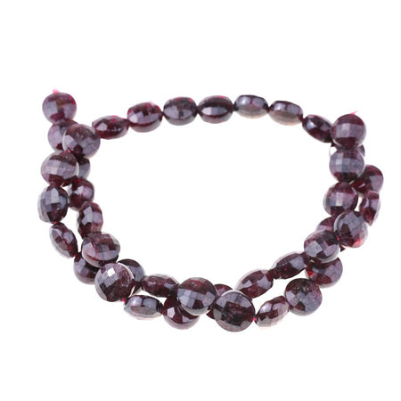 Red Garnet Diamond Cut, Faceted 10mm Coin - 15-16 Inch