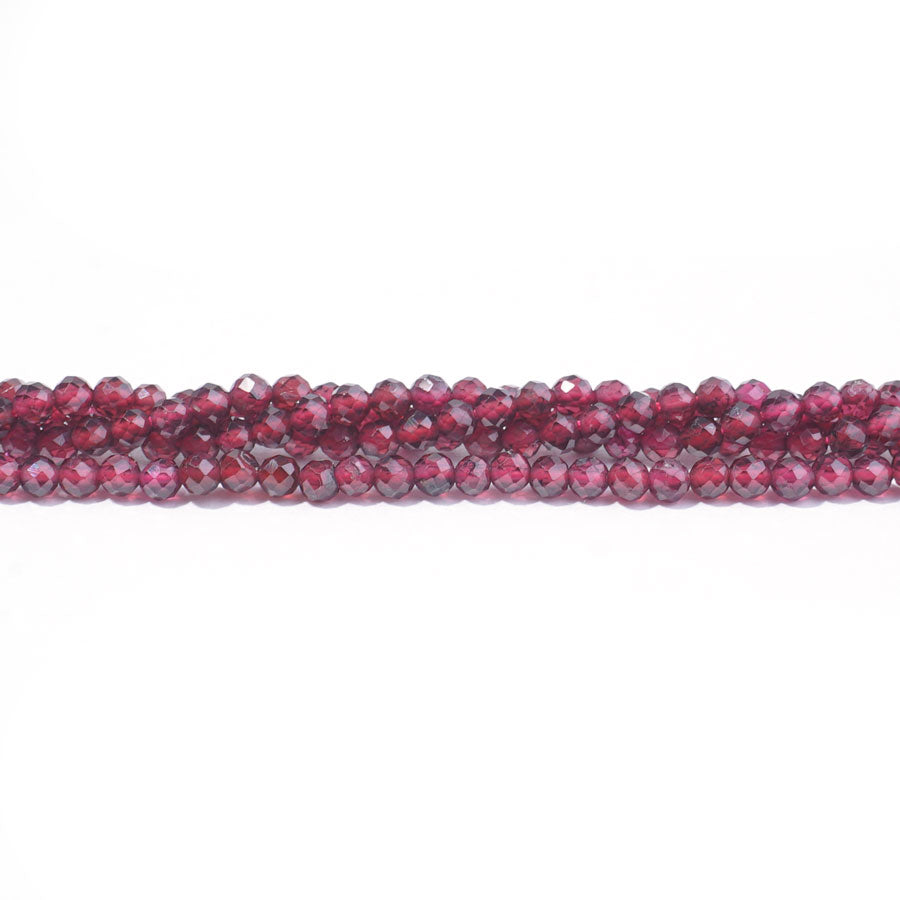 Red Garnet 3mm Round Faceted AA Grade - 15-16 Inch - Goody Beads