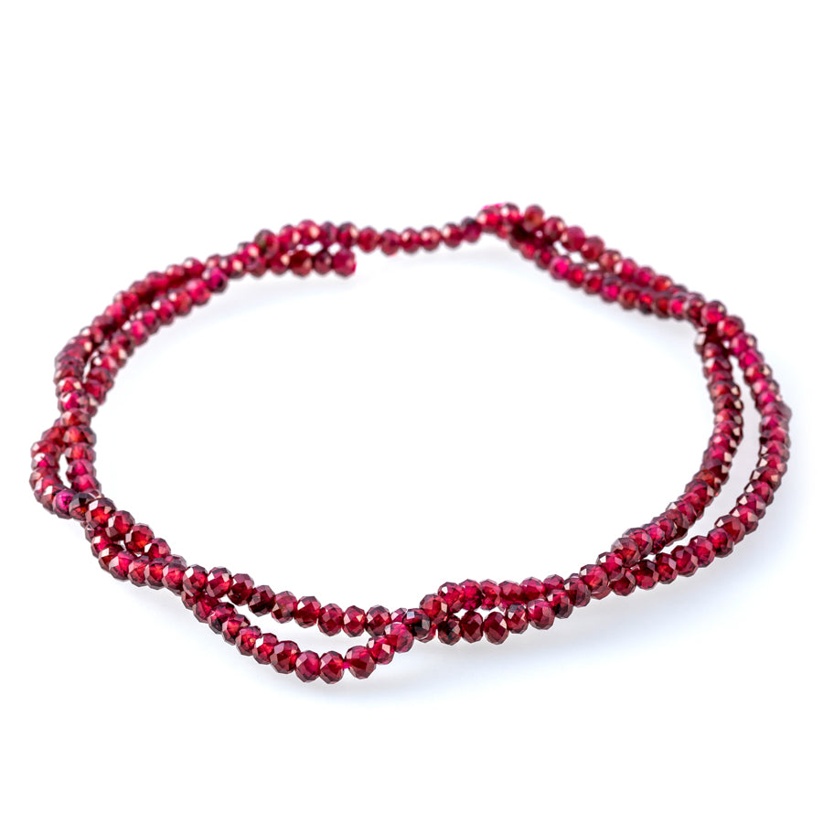 Red Garnet 3mm Rondelle Faceted A Grade - 15-16 Inch