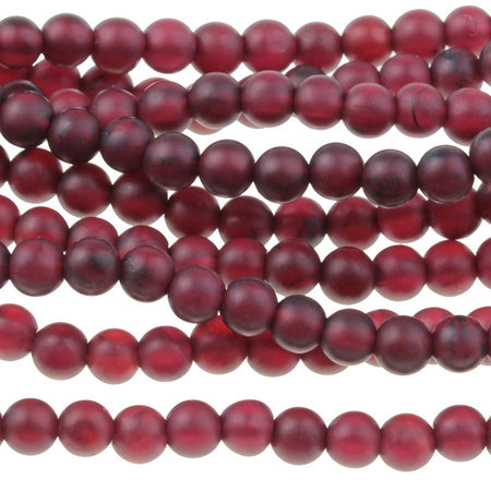 MATTE Red Garnet 4mm Round 8-Inch